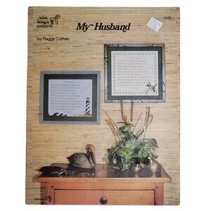 VTG‎ 80s My Husband Counted Cross Stitch Pattern Leaflet Peggy Cathey Crafts